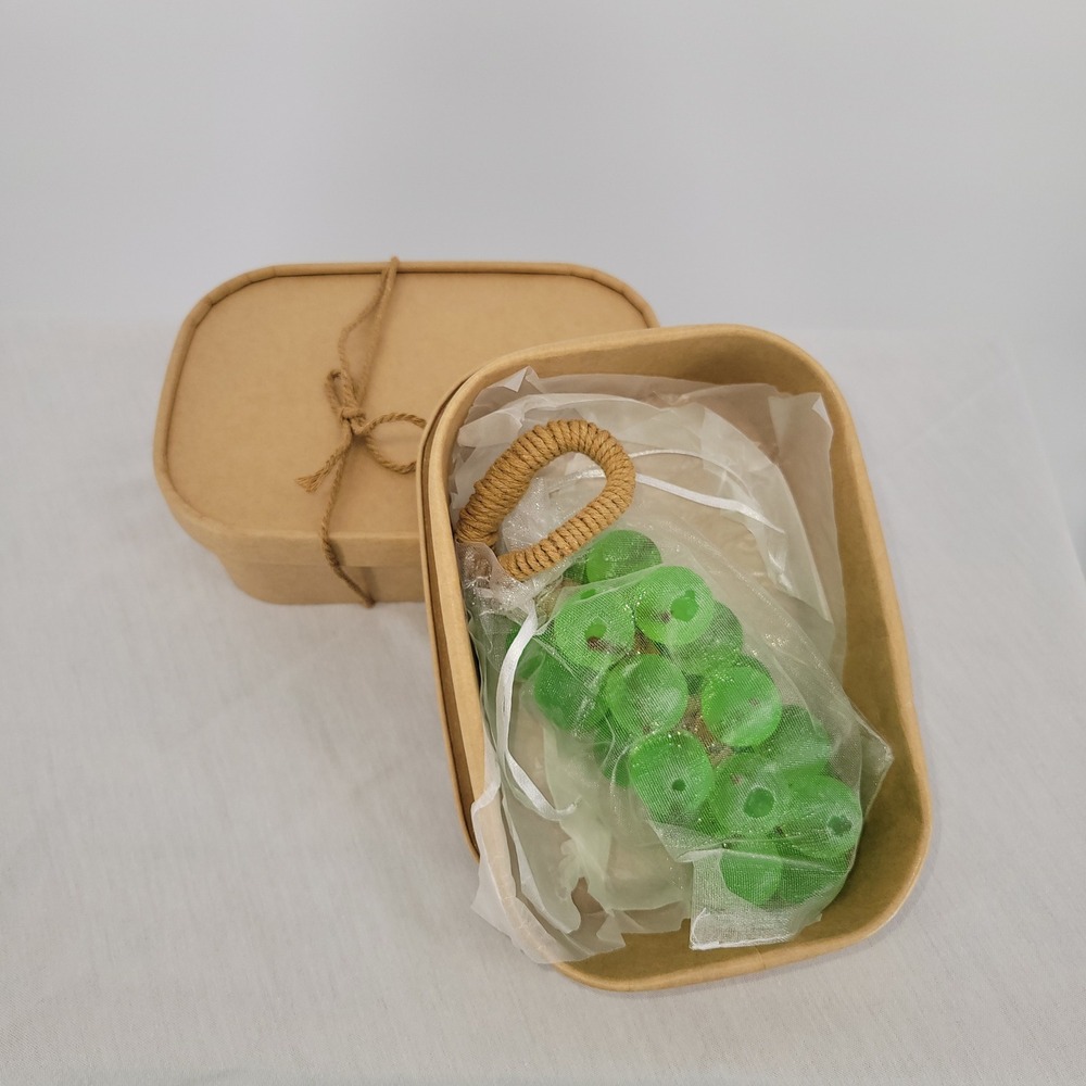 2pc‎ Green Grape Cluster Soap Set with Jute Rope Handle